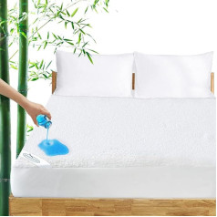 Super King Size Mattress Protector, Bamboo Waterproof Mattress Cover for Deep Mattresses, Cooling, Smooth, Ultra Soft and Breathable