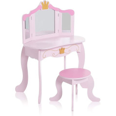 Baby Vivo Fiona Children's Dressing Table with Folding Mirrors and Wooden Stool