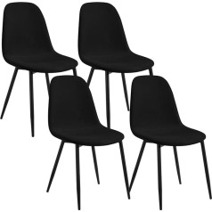 Lestarain LCNI123001-4 Dining Room Chairs, Set of 4, Dining Table, Kitchen Chairs with Backrest, Comfortable Upholstered Chair, Scandinavian Modern, Metal Legs, Corduroy, Black
