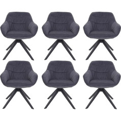 Mendler Set of 6 Dining Room Chairs HWC-K28 Kitchen Chair Upholstered Chair with Armrests Rotatable Metal Fabric / Textile Grey