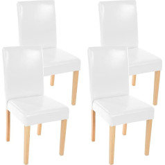 Mendler Littau Set of 4 Dining Chairs / Kitchen Chairs / Leather / White Light Legs