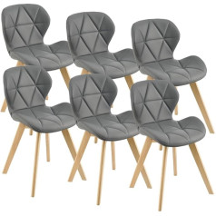 [en.casa] Älmhult Dining Room Chairs 81 x 57 cm Faux Leather Beech Chairs Living Room Kitchen Chair Grey