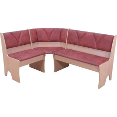 Moebel Direkt Online Silvia Corner Bench 124 x 165 cm Beech Natural / Terracotta Vintage