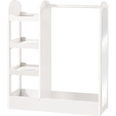 Roba Children’s Clothes Rail with Shelves and Large Mirror, White Wooden Finish