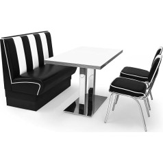 Möbelland24 American Diner Viber2 Bench 120 cm + Diner Table + 2 x Retro Chairs
