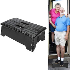 Ejoyous Portable Folding Step Stool Solid Black for Elderly People Pregnant Bathroom Travel Maximum Load Capacity 38 x 21.5 x 13 cm