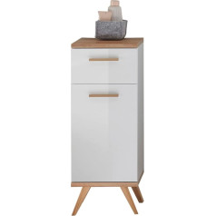 Pelipal Quickset 923 Floor Cabinet, Wood Composite, White Gloss/Riviera Oak Landscape NB, 89.5 x 35.5 x 33 cm