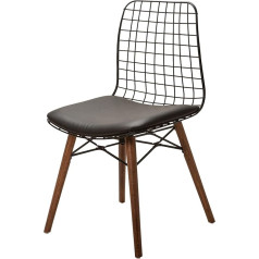 Generic Stuhlmann Sheffield 746B Dining Room Chair Kitchen Chair Upholstered Chair Living Room Chair in Black with Metal Frame and Wooden Legs