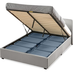 ‎Zinus Zinus Maddon Ottoman 32 cm Bed Frame with Padded Slatted Base, Gas Lift and Storage, Wooden Slatted Base, Light Grey, 150 x 200 cm