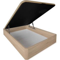 ‎Duérmete Online Dreaming Online Large Capacity Folding Wooden Bed with Drawer Thickness 30 mm with Lid Reinforced and Breathable Cambria 135 x 190 cm