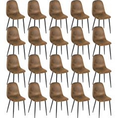 Homy Casa Set of 20 Dining Chairs, Scandinavian Vintage Kitchen Chairs Faux Suede Faux Suede Dining Chairs Brown