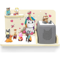 Stadtecken ® Children's Shelf for Music Box, Pony Cool Motif, Small, Suitable for Toniebox and Approx. 25 Tonies, Gift Idea, Radio Play, for Hanging or Standing (Unicorn Baby, Small)