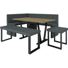 ‎Generic Akiko Metal Corner Bench with Table for Your Dining Room, Modern Kitchen, Seating Area, Dining Nook, for Kitchen, Office, Reception, Solid Workmanship (Inari 96, 168 x 128 cm Left)