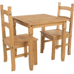 Home Source Corona Esstisch-Set mit 2 Stühlen, für Küche, Esszimmer, massives Kiefernholz, traditionelle Sitzgelegenheit, Kiefer, (W) 75cm (D) 75cm (H) 75cm