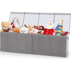 Patelai Large Toy Box, Collapsible, Sturdy Storage Baskets with Lids and Handles, Toy Box, Storage Organizer for Playroom, Bedroom (Grey, 140 x 35 x 39 cm)