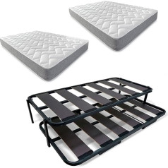 Duérmete Online DUÉRMETE ONLINE Full Bed with 2 Viscotec Mattresses (Face for Winter/Summer) + Reinforced Nesting Bed, Alloy Steel, Grey, 90 x 190 cm