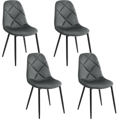 Lestarain LCNI131001-4 Dining Room Chairs Set of 4 Kitchen Chairs Upholstered Chair Design Chair for Dining Room Kitchen Living Room Bedroom with Metal Legs Velvet Seat Dark Grey