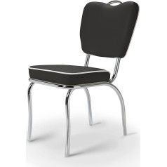 Bel Air Kitchen Chairs, Set of 2, Dining Room Chairs, Dining Chairs, Office Chairs, 50s Diner Chairs (Black)
