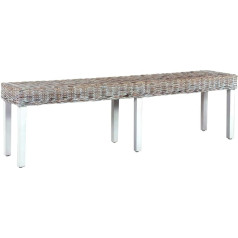 Bulufree Bench 160 cm Bed Bench Upholstered Bench Kitchen Benches Dining Table Benches for Indoor Use White Natural Cube Rattan and Solid Wood Mango