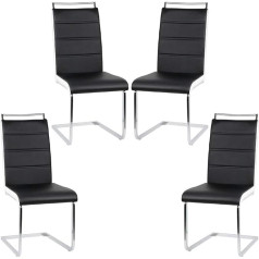 Sarah High Back Dining Chairs Set of 4 Swing Chairs Black + White