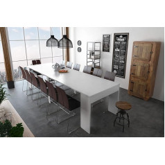 Domando Maremma Modern Dining Table for Dining Room Length up to 302 cm Extendable in Matt White