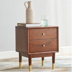 Mu Rong Solid Oak Bedside Table Walnut