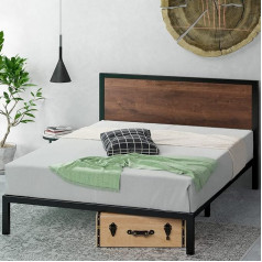 Zinus 30 cm Mory Wooden and Metal Slatted Frame | Wooden Slatted Frame | Easy Assembly | 160 x 200 cm | Brown