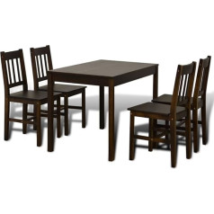 Tidyard 5-Piece Dining Set, Kitchen Set, Dining Room Set, Dining Table and Dining Room Chair, Wooden Table with 4 Dining Chairs, Brown