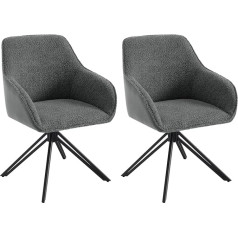 Woltu EZS11dgr-2 Swivel Dining Room Chairs, Set of 2, Ergonomic Dining Room Chairs, Living Room Armchairs, Swivel Chair, Kitchen Chair, Upholstered Chair with Armrests, Lounge Chair Chenille and