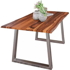 SAM Vienna Dining Room Table Solid Acacia Wood, V Frame 30 mm Table Top Cognac Colour