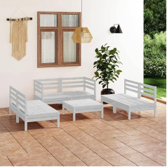 Guyana 7-TLG. Garten-Lounge-Set Balkon MöBel Lounge Set Lounge-Sofagarnitur Garten MöBel DraußEn Gartenlounge-Set Weiß Massivholz Kiefer 3082558