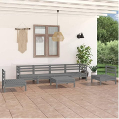 Barash 7-TLG. Garten-Lounge-Set Balkon MöBel Lounge Set Lounge-Sofagarnitur Garten MöBel DraußEn Gartenlounge-Set Grau Kiefer Massivholz 3082549