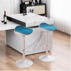 Younike Bar Stools Set of 2 White Height Adjustable Rotatable Kitchen Stools Counter Stools with Teal Velvet Seat and Metal Frame, High Bar Chairs for Bar Counter Kitchen and Home