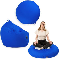Bubibag Premium 2-in-1 Bean Bag with Filling for Children & Adults, Outdoor & Indoor, Seat Cushion, Floor Cushion, Play & Relax, Water and Dirt Repellent (Blue, 100 cm)