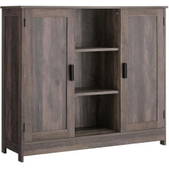 Iwell Floor Storage Cabinet with 2 Doors and 2 Open Shelves, Wooden Buffet Cabinet, Freestanding Cabinet for Kitchen, Living Room, Hallway, Rustic Oak