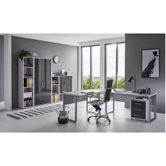 Moebel-Dich-Auf.de Tabor Pro 4 Office Furniture Complete Set in Various Colours (Light Grey/Anthracite High Gloss)