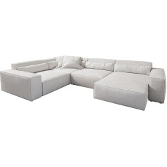 Delife Sirpio XL Bouclé Living Area 360 x 260 cm Adjustable Chaise Longue Cream / White