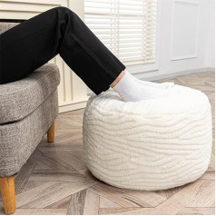 Asuprui Pouf Ottoman, Ottoman Foot Rest, Floor Pouf, Round Pouf Seat, Floor Bean Bag Chair, Foldable Floor Chair Storage for Living Room, Bedroom (Ivory Pouf with Filler)