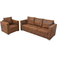 Willood Sofagarnitur Sofa Set 2-TLG. Künstliches Wildleder