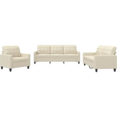 Vidaxl 3-Piece Sofa Set with Cushion Cream Faux Leather