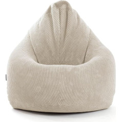Mokebo ® XXL Cord Bean Bag for Children and Adults in Beige 'The Daydreamer', Indoor Bean Bag with EPS Beads Filling, Floor Cushion Cuddly & Soft, Seat Cushion, Lounger Cushion, Recliner for Indoor Use