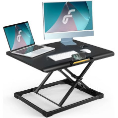 Fenge Sit-Stand Desk, Height-Adjustable Standing Desk, Table Top with Phone Holder, 65 x 50 cm, Ergonomic Computer Desk, Portable for the Home Office, Black