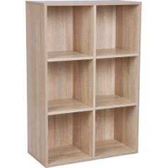 Vasagle Bookcase with 6 Shelves, Wooden Shelves, Cube Shelves, Storage Shelves, 65.5 x 97.5 x 30 cm