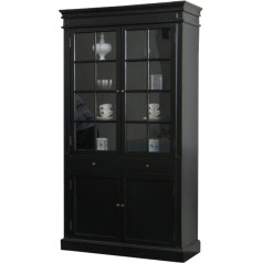 Moebelnet Amaretta Display Cabinet, Buffet Top, Antique Patinated, Black Lacquered