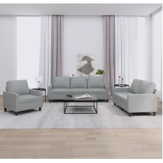 LAPOOH 3-TLG. Sofagarnitur mit Kissen Hellgrau Stoff, Sofas & Couches, Sofa Wohnzimmer, Sofa Für Jugendzimmer, Relaxsofa, Sofa Für Schlafzimmer, Polstersofa - 3201428