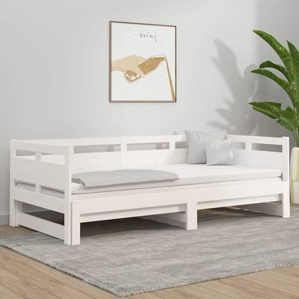 Moonairy Extendable Day Bed, Sofa Bed, Couch with Sleep Function, Sofa Bed, Sofa Bed, Sofa Bed, Daybed, Sofa Bed, Couch Bed, Teenager's Bed, White Solid Pine 2 x (90 x 190) cm