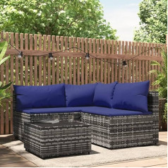 Whopbxgad Living Room Furniture Sets,Couch Sets for Living Room,Sofa Bed,4-TLG. Garten-Lounge-Set mit Kissen Grau Poly Rattanmodular Sofa,modular Couch,Outdoor Patio Furniture,