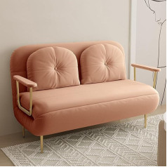 Yaxansih Single Convertible Sofa Bed with Removable Pillow, Folding Leisure Chaise Lounge Couch with 6 Angle Adjustable Backrest, Comfortable Bed for Office Apartment, Orange, 150 cm