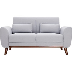 Miliboo EKTOR Scandinavian Sofa 2-Seater Light Grey Fabric and Dark Wood