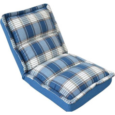 CSGFYLHO Lazy Sofa, Outdoor Indoor Verstellbarer Mehrwinkel-Bodenstuhl aus weich gebürstetem Polyesterkabel, blau-weißes Gitter, 63 cm x 63 cm x 50 cm